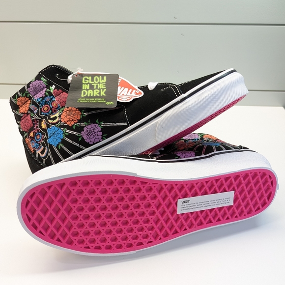 Vans M SK8-Hi Dia De Los Muertos Day of the Dead Suede shoe Glow in the dark 7.5 - Picture 8 of 10